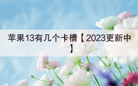 苹果13有几个卡槽【2023更新中】