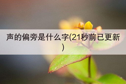 声的偏旁是什么字(21秒前已更新)