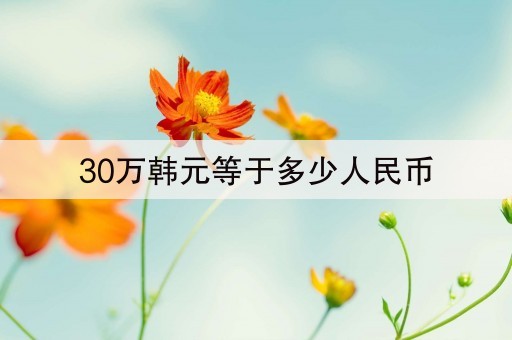 30万韩元等于多少人民币(今日更新)