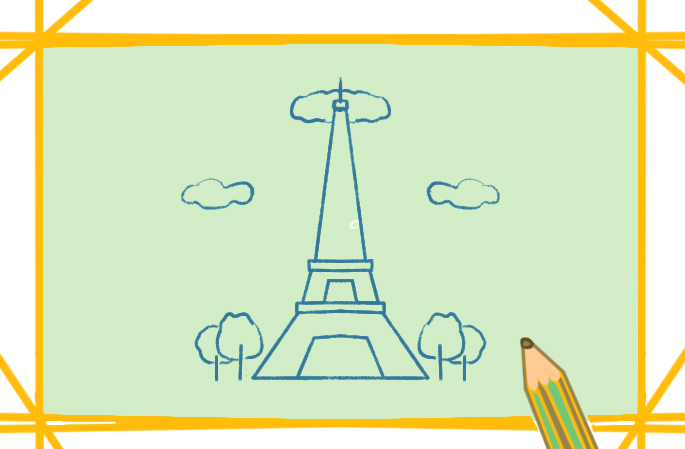 埃菲尔铁塔上色简笔画图片教程
