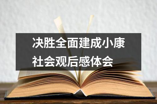 决胜全面建成小康社会观后感体会